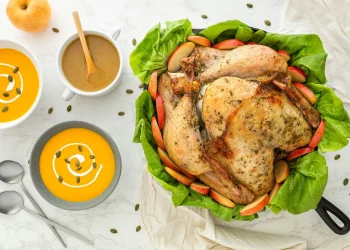 Курка, фарширована грибами та овочами