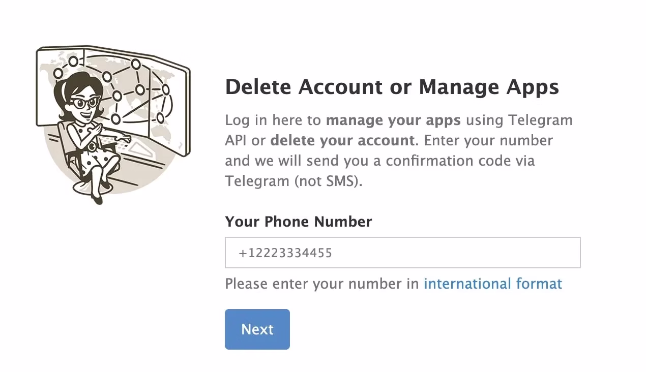 На месенджер буде надіслано повідомлення для видалення Telegram