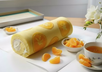 Апельсиновий рулет з м’якого бісквіта з вершковим кремом