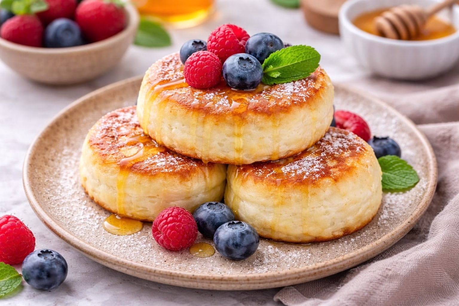 Подавати сирники з маркою можна з медом